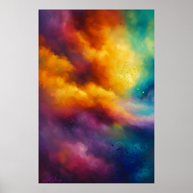 Póster Nubes abstractas de colores vívidos (Frente)