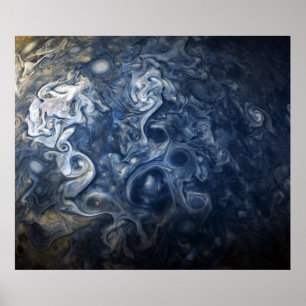 Póster Nubes azules que remolinan de la leva de Júpiter
