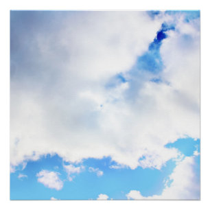 Póster Nubes blancas esponjosas y cielo azul