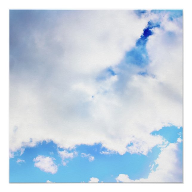 Póster Nubes blancas esponjosas y cielo azul (Anverso)