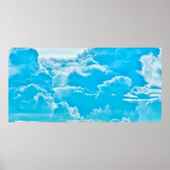 Póster nubes blancas y fondo azul cielo brillante, pano (Frente)