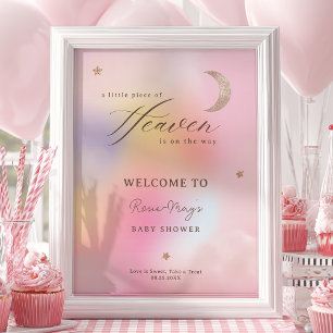 Póster Nubes Cielo Holográfico Bienvenida baby shower