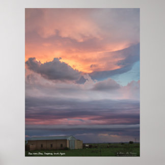Póster Nubes con cielo pintado