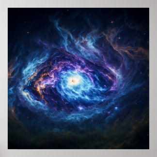 Póster Nubes cosmológicas púrpura y azul