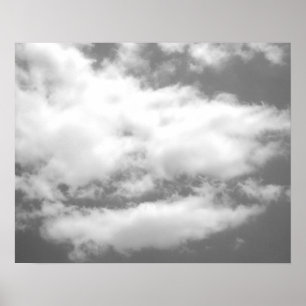 Póster Nubes de blancos negros en cielo