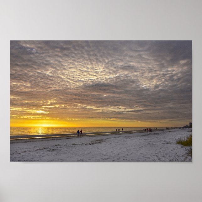 Póster Nubes de cirrocumulo en Fort Myers Beach Sunset (Frente)