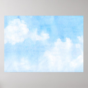 Póster Nubes de la acuarela y fondo del cielo