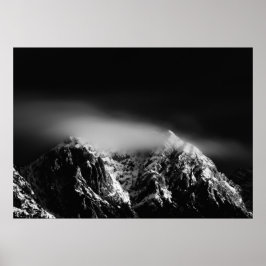 Póster Nubes de larga exposición en blanco y negro sobre