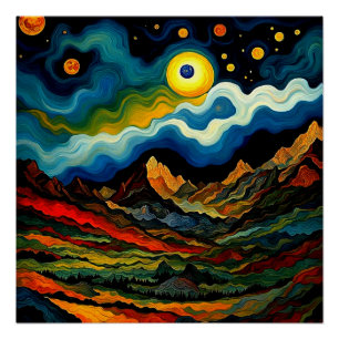 Póster Nubes de tormenta sobre montañas 3