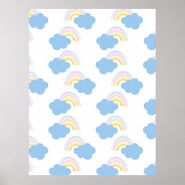 Póster Nubes de verano de arcoiris Pastel Garabatos