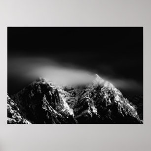 Póster Nubes en blanco y negro con larga exposición sobre