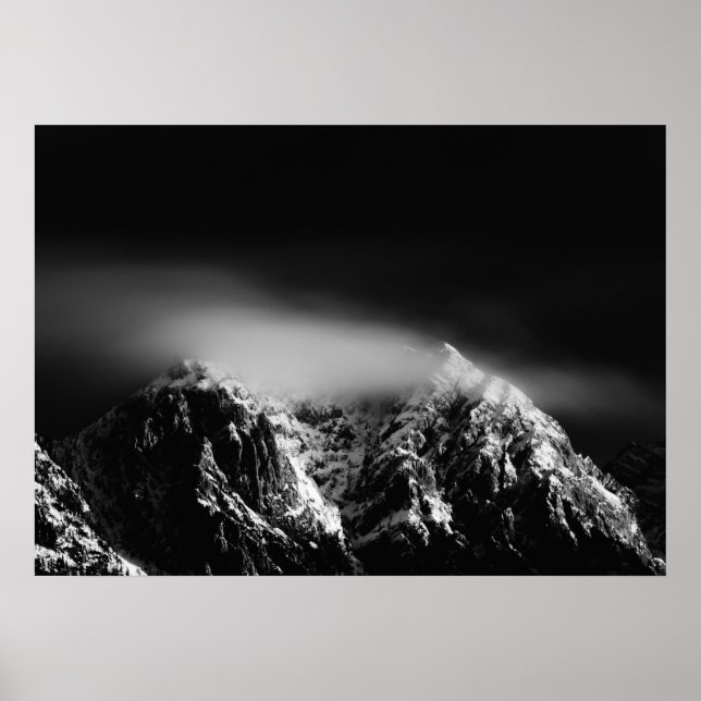 Póster Nubes en blanco y negro con larga exposición sobre (Frente)