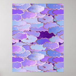 Póster Nubes japonesas, luz torácica, violeta y púrpura p