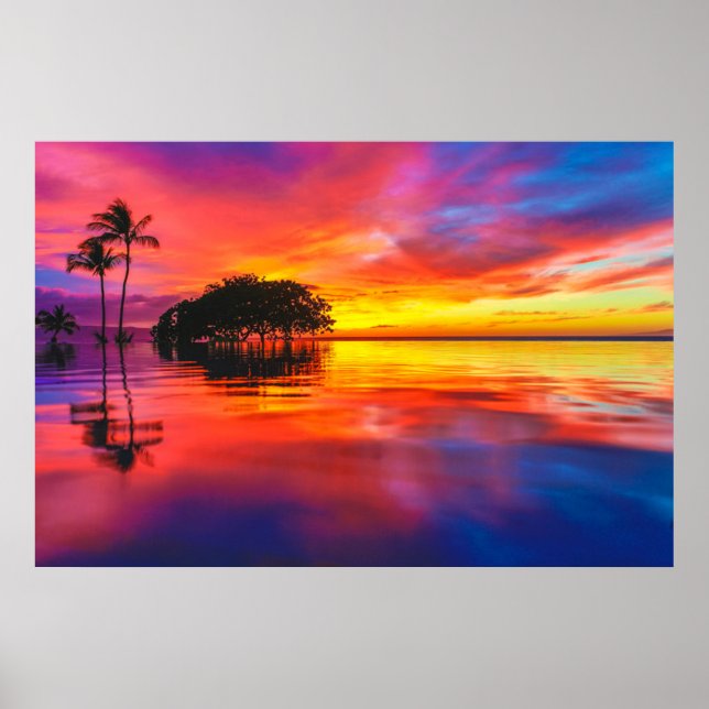 Póster Nubes majestuosas y reflexión (Frente)