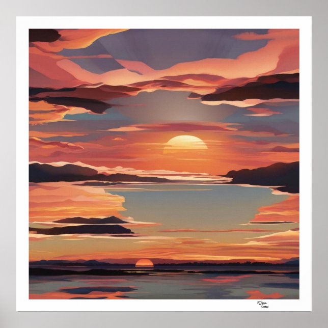 Póster Nubes naranja (Frente)
