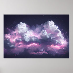 Póster Nubes nebulosas de ensueño en el cielo nocturno