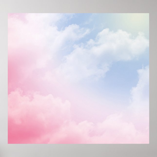 Póster Nubes Pastel: Patrón de fondo sereno (Frente)