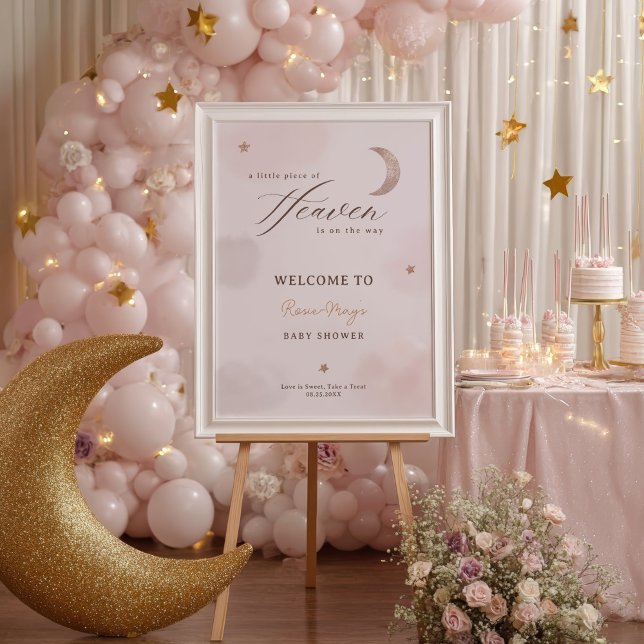 Póster Nubes Pequeña pieza de cielo ducha de bebé Bienven (Clouds Little Piece of Heaven Baby shower Welcome Poster)