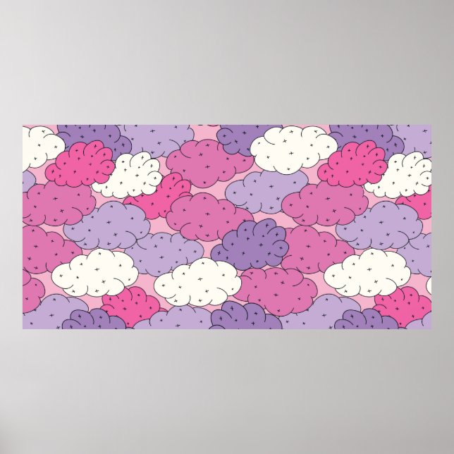Póster Nubes personalizados divertidas. Repetición de cos (Frente)