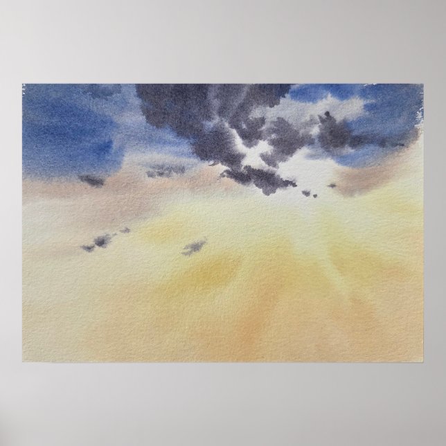 Póster Nubes Pintadas en Acuarela  (Frente)