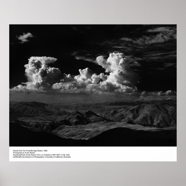 Póster Nubes sobre el desierto, 1965, por Ansel Adams (Frente)