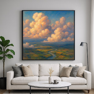Póster Nubes sobre paisaje - Estilo de pintura pastel