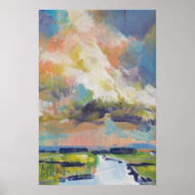 Nubes sobre pintura de marisma / artista Larry Ler
