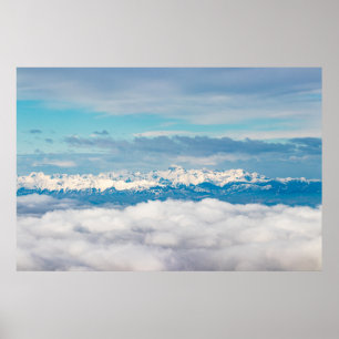 Póster Nubes y montaña nevada Triglav