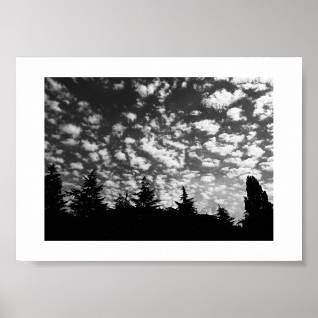 Póster Nubes y sombras Fotografía en blanco y negro (Frente)
