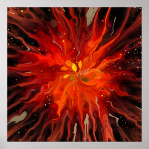 Póster Núcleo Carmesí: Explosión de Energía Abstracta Ígn