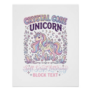 Póster Núcleo de Cristal Unicornio Diseño de Vector Adora