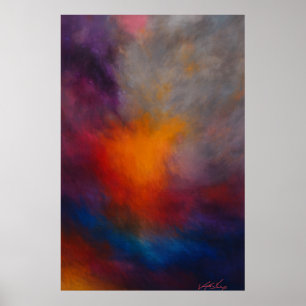 Póster Núcleo Radiante - Explosión Naranja en Niebla Viol
