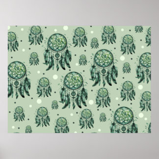 Póster nudo celta atrapasueños verde