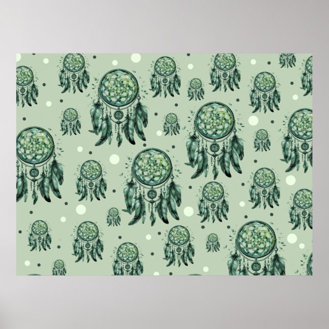 Póster nudo celta atrapasueños verde (Frente)