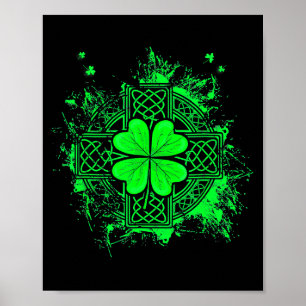 Póster Nudo celta Trébol de tres hojas de trébol irlandés