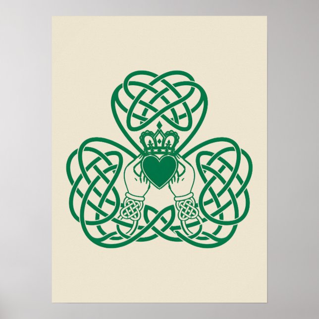 Póster Nudo de Trébol Claddagh (Frente)