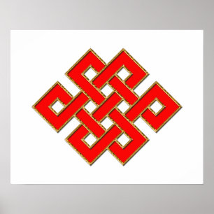 Póster Nudo místico - rojo y oro 1