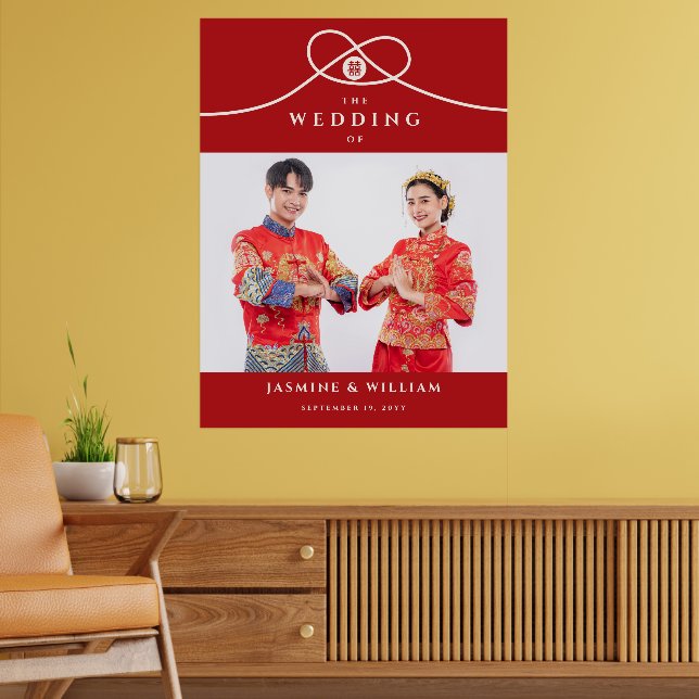 Póster Nudo Rojo Doble Felicidad Foto Boda China (Salón 2)