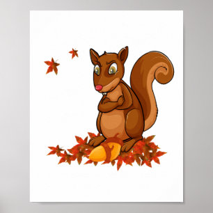 Póster Nueces de ardilla divertidas humor de vida silvest