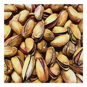 Póster Nueces de Pistachio Arte de contorno negro