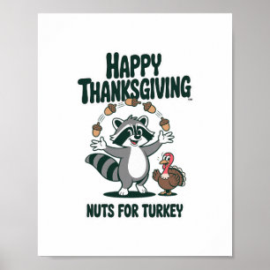 Póster Nueces Divertidas De Mapache De Acción De Gracias