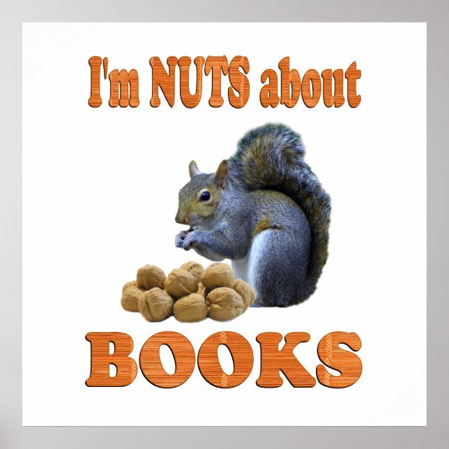 Póster Nueces sobre libros (Frente)