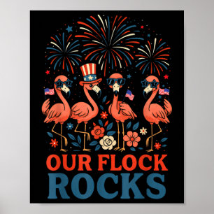 Póster Nuestra Bandada Balancea Flamingo Patriótico Para 