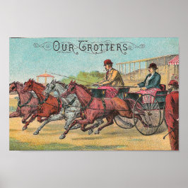 Póster Nuestra Carreras de caballos vintage Trotters