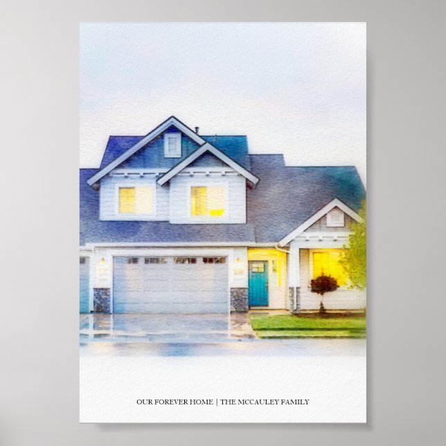 Póster Nuestra Casa para Siempre Retrato de Casa Personal (Frente)