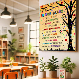Póster Nuestra clase de reglas enseña inspirando árbol co