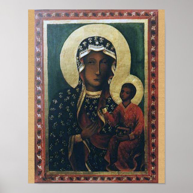 Póster Nuestra Dama de Czestochowa Imagen Devocional, (Frente)