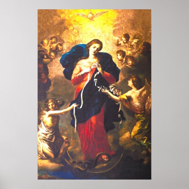 Póster Nuestra dama de los nudos Virgen María ángeles (Frente)