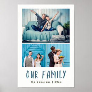 Póster Nuestra familia   Rejilla de fotos moderna de tres