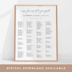 Póster Nuestra gente favorita   Gráfico de asientos alfab